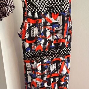 Topshop Abstract Maxi Dress - Red, Blue, Black